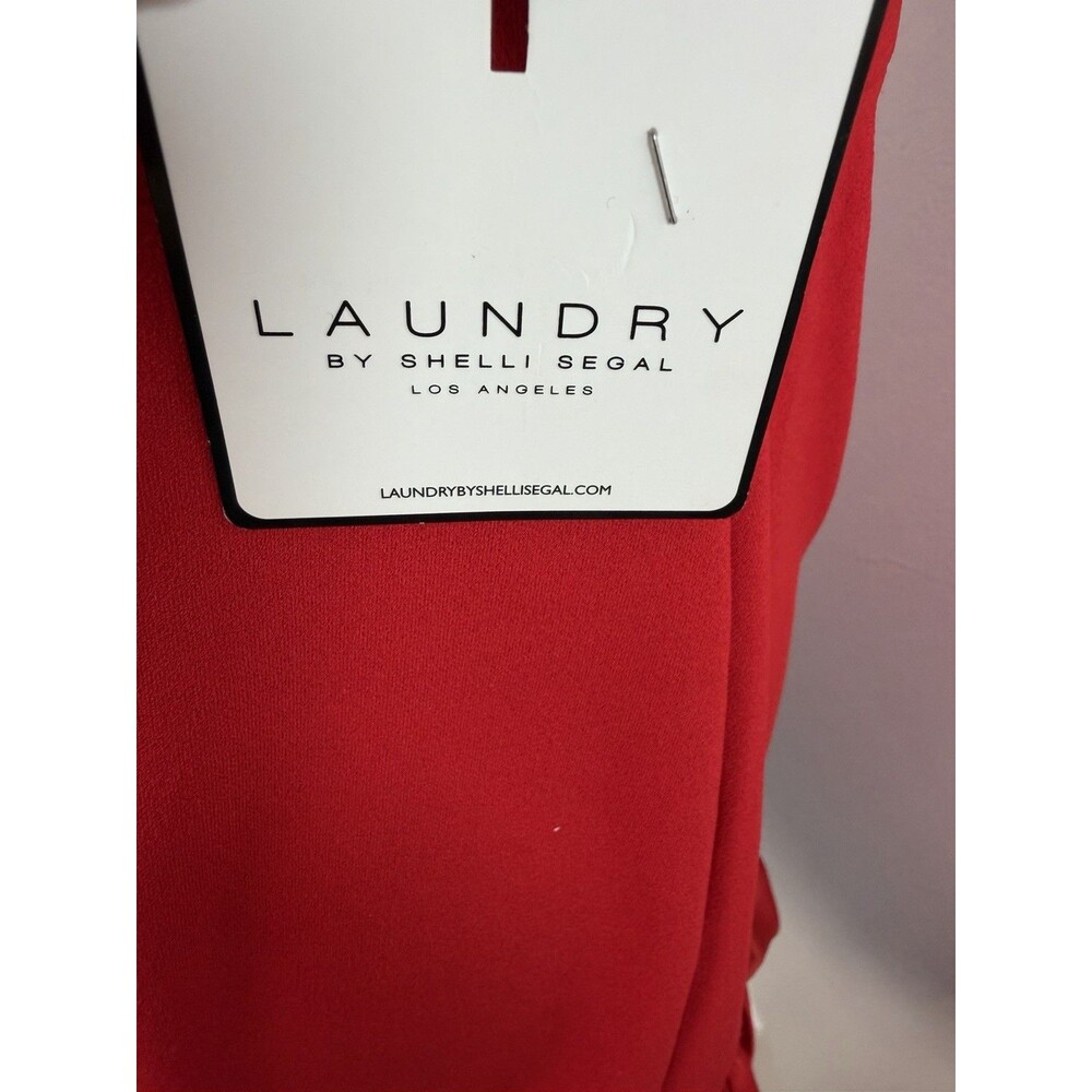 NWT Laundry by Shelli Segal Red Ruffle Cocktail Mini Dress Size 2 - Picture 9 of 10